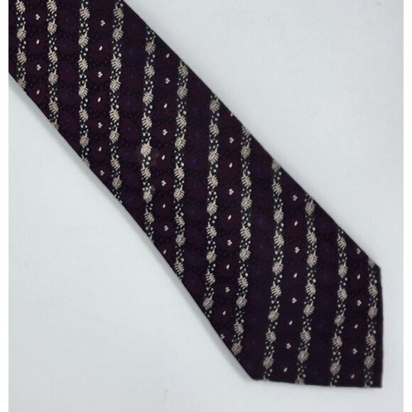 Paco Rabanne Necktie Tie Stripe Maroon Black Blue 3" Wide 55" Long - Picture 5 of 5